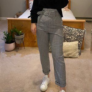 ASOS Checkered Super High Waisted Trouser with Belt